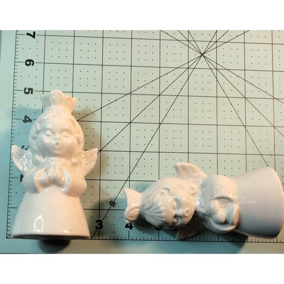 Handerbeit Praying Musician Angels Candle Holders White Porcelain Germany - Picture 13 of 16